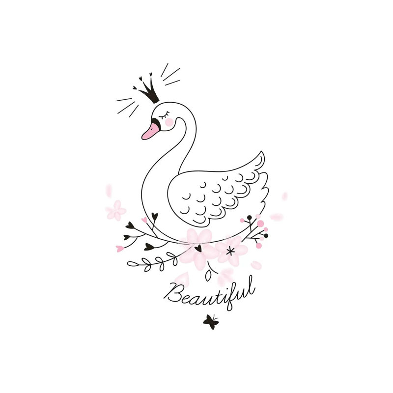 Beautiful Swan - impression d'art graphique, H 26 po x l 18 po x 1,5 po, Toile tendue, Pas de tapis