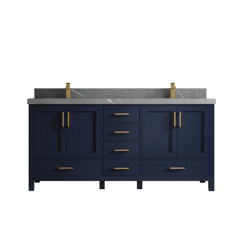 Ensemble de meuble-lavabo double 72 po Malibu, Gris Piatra