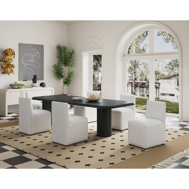 Dirk 19.69'' H Faux Leather Upholstered Parsons Chair, 2, Cream