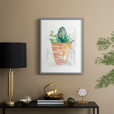Boho Cactus Framed Print - Solid Wood