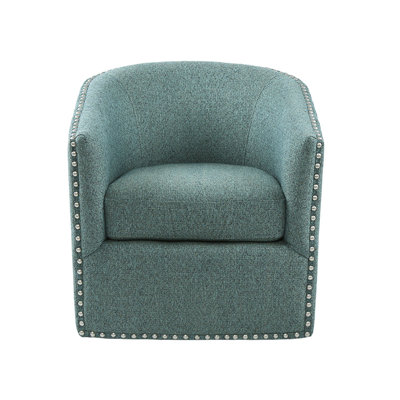 300 Lbs Capacity Swivel Chair, 360 Rotation, Teal Upholstery With Gold/Indigo Accents, Solid Wood & Plywood, Metal Base, High Density Foam Chair: Max Weight, Textured Upholstery, Metal, Dense