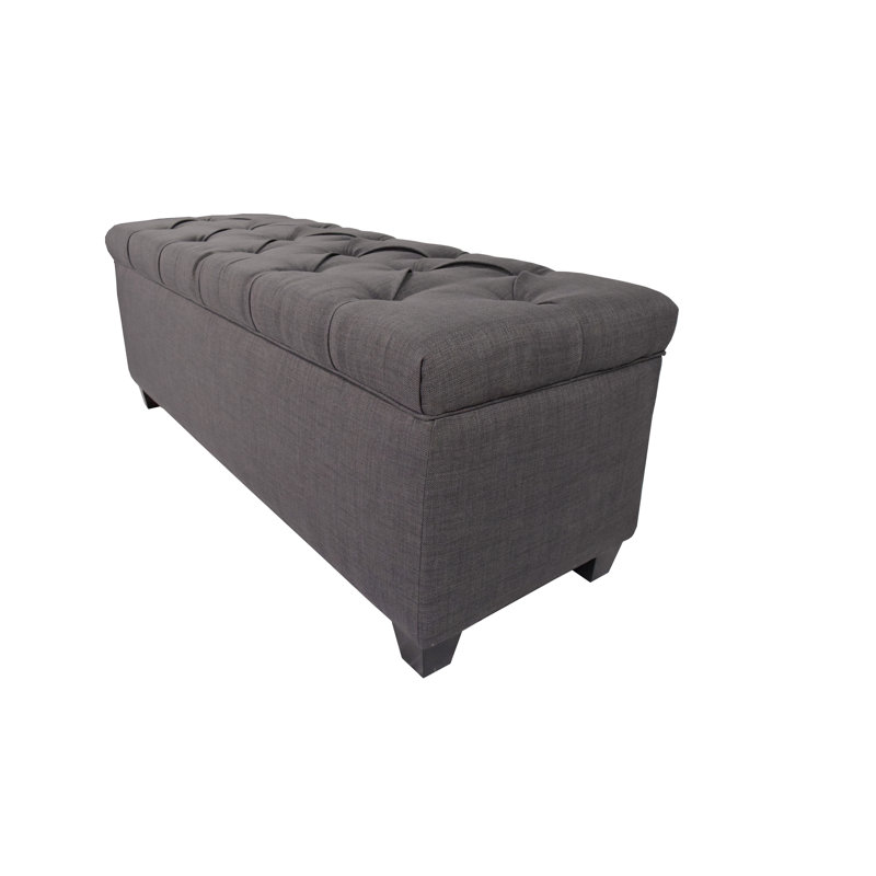 Banc de rangement rembourré Erik, Gris foncé