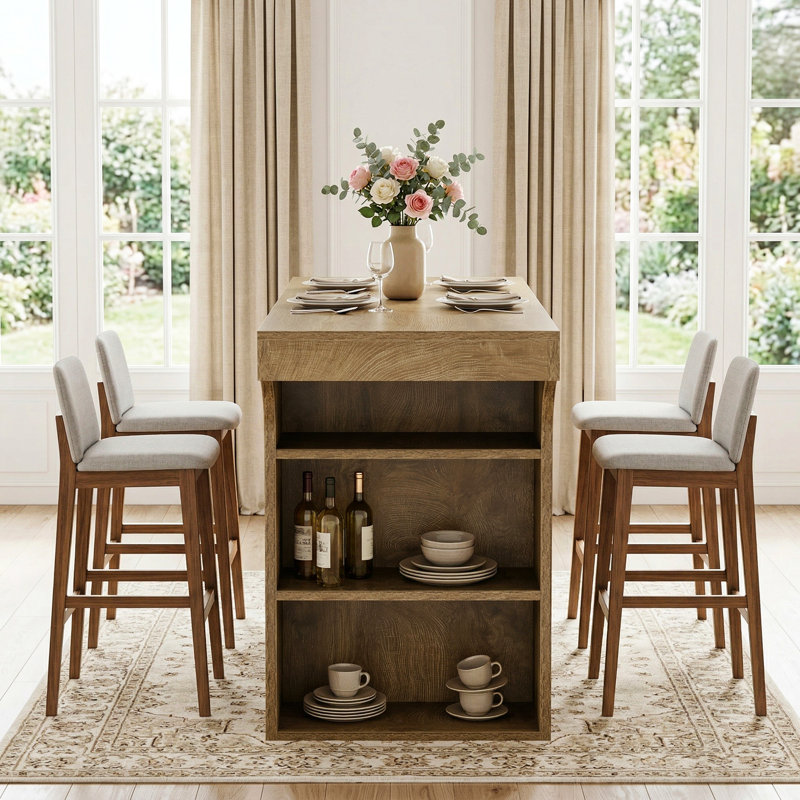 63" Rectangular Counter Height Dining Table With Storage