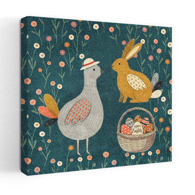 Springtime Easter Companions by Emel Tunaboylu - Wrapped Canvas Print