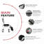 Accessibilité Fauteuil roulant avec système de verrouillage sécuritaire, siège d'une largeur de 17 po, noir, imperméable, seau amovible pour seau de douche pour personnes à mobilité réduite, imperméable