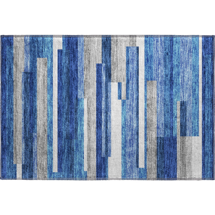 Premium Machine Washable Prisco Blue Rug