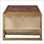 Table basse rétro en cuir fleur brun rétro - Centre de table rectangulaire avec porte-revues, facile à assembler