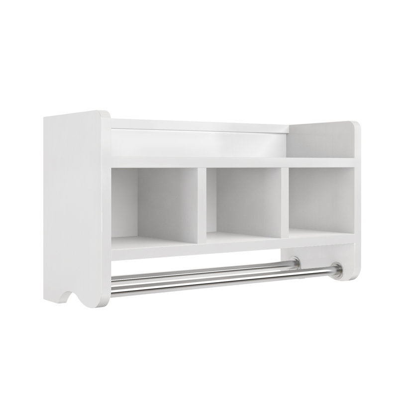 Accent Shelf with Towel Bar, White