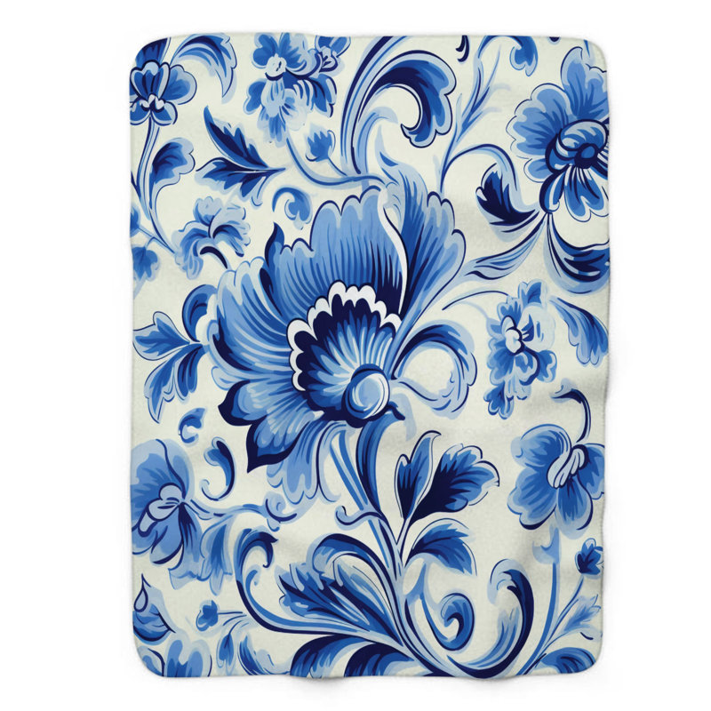 Traditional Tile Art - couverture sherpa de qualité supérieure 1 pièce, L 50 po x L 60 po