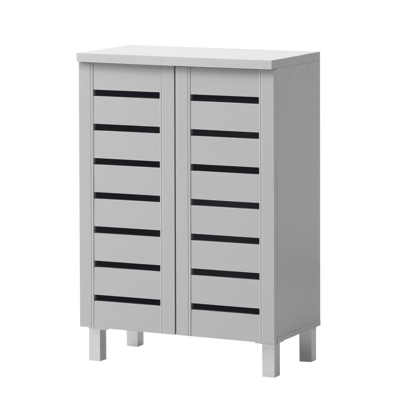 Osvaldo 8 Pair Shoe Storage Cabinet, Light Grey