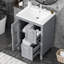 Meuble-lavabo 24 po avec lavabo, meuble-lavabo avec deux tiroirs et porte, tablette réglable, bois massif et panneau de fibres à densité moyenne, meuble-lavabo-2025303360
