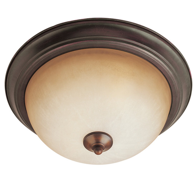 Atterbury Flush Mount, Marble/Oil Rubbed Bronze, 6" H x 14" W