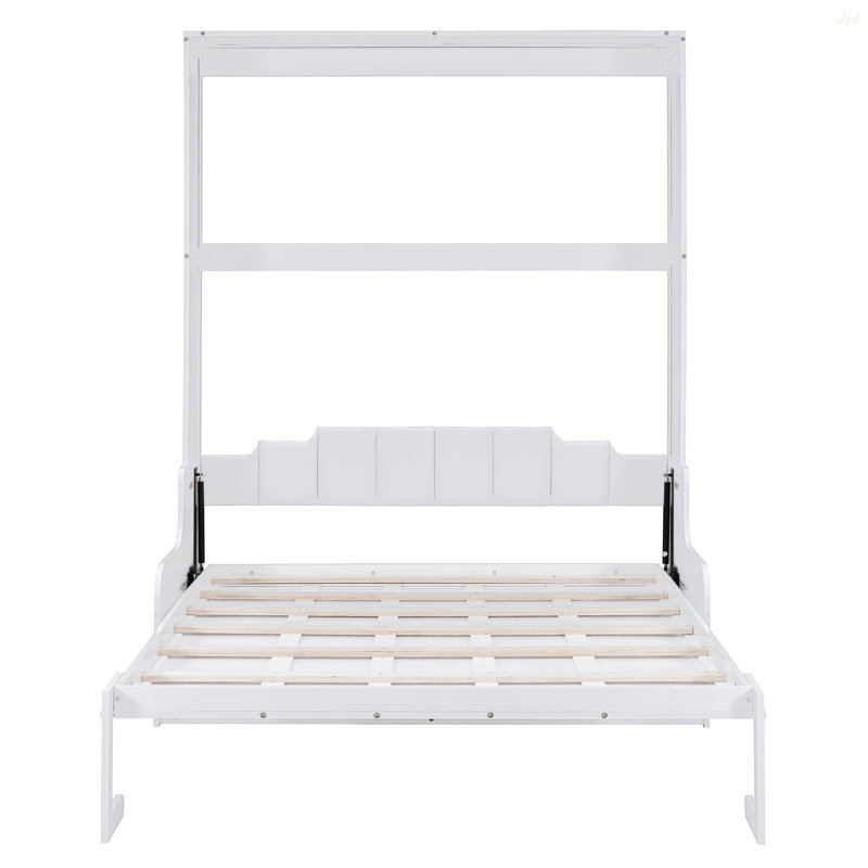Grand lit escamotable mural avec coussin, Blanc