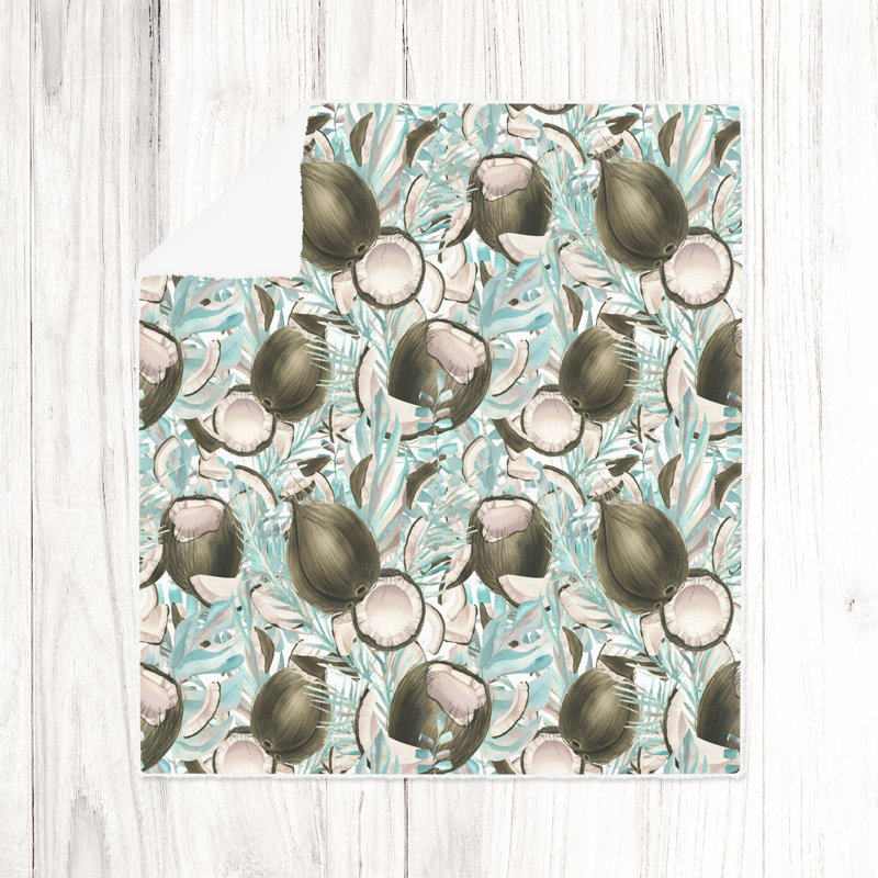 Throw Blanket, 51" W x 60" L, Floral/Abstract, Blue/Brown