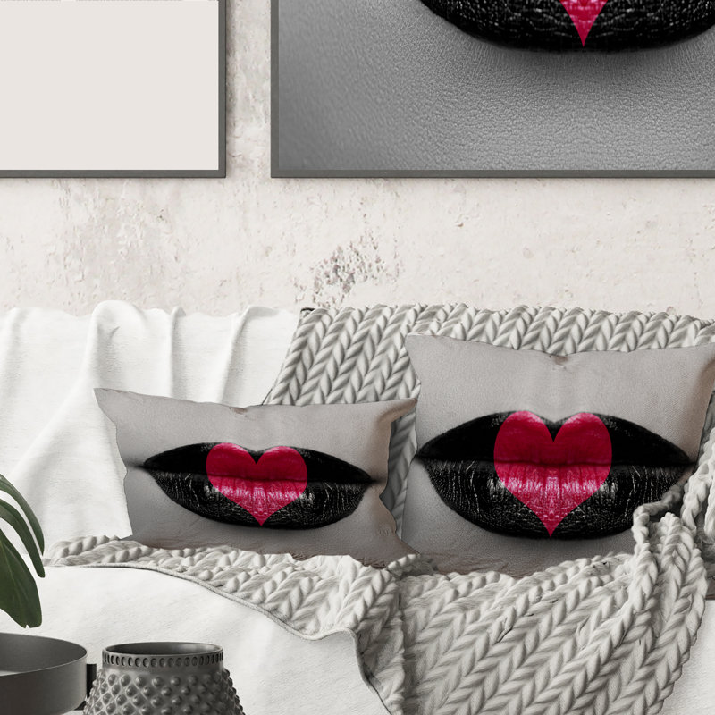 Housse et insert de coussin rectangulaire Heart in and Lips