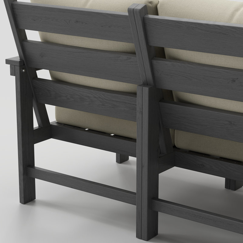 Ensemble de conversation modulaire en PEHD pour 5 personnes avec coussins épais de 5 po, Beige, Gris