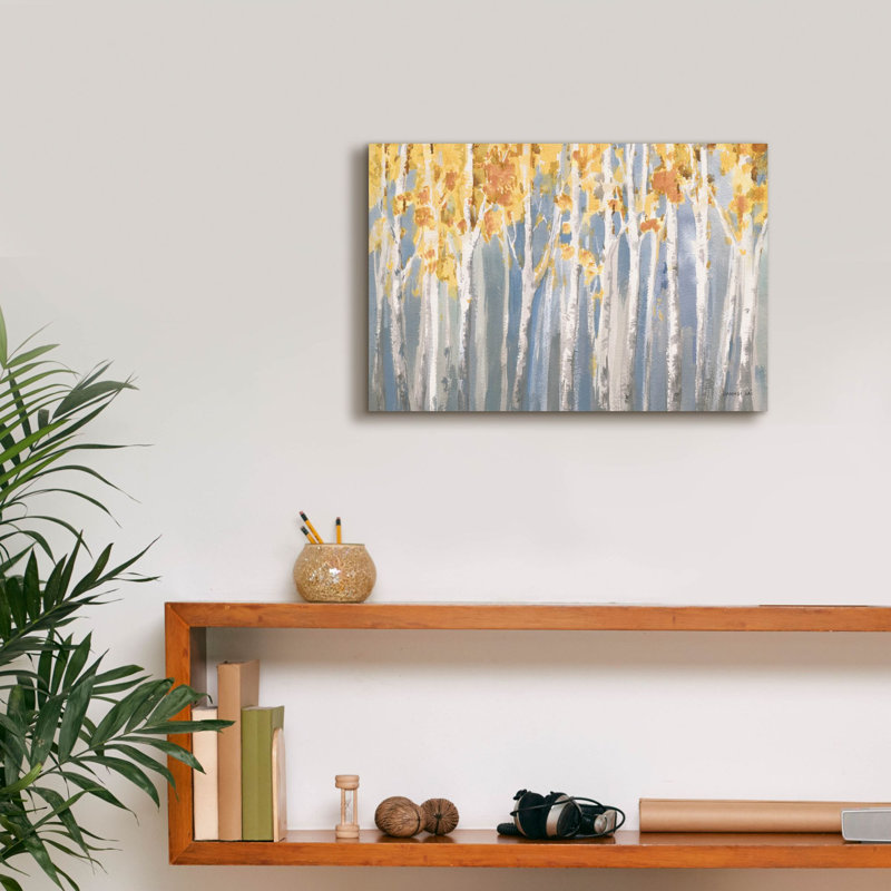 «Golden Birches Spice» par Danhui Nai, art mural sur toile, H 12 po x l 18 po
