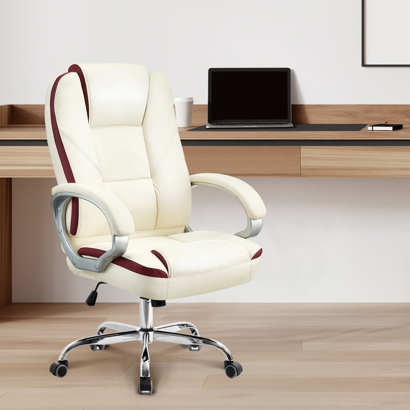 Nickoli Heavy Duty Design High Back Ergonomic Executive Office Chair, Ivory