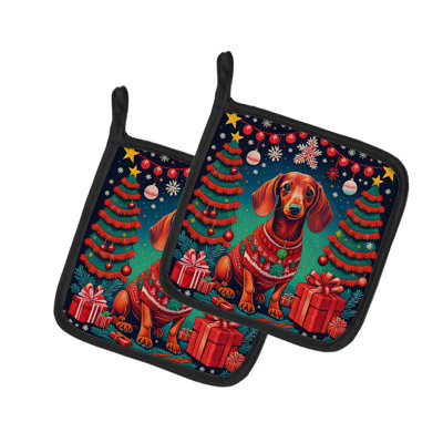 Paire de porte-casseroles Dachshund Christmas