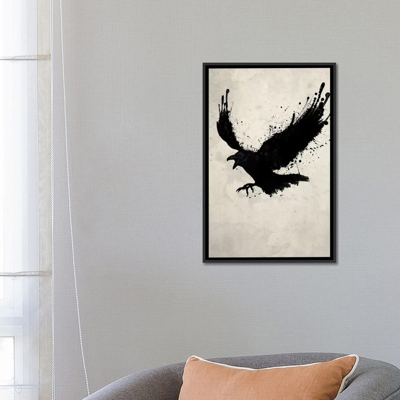 «Raven» par Nicklas Gustafsson, impression sur toile, H 26 po x l 18 po x P 1,5 po, Toile avec cadre noir, Pas de tapis