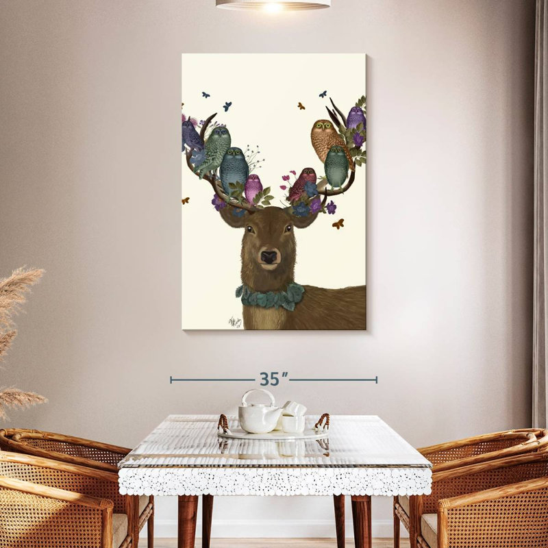 Brampt Deer Birdkeeper Owls, 48" H x 32" W