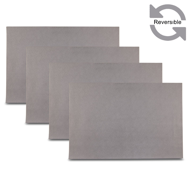  Manhasset Reversible Premium Saffiano Textured Vegan Leather 12" X 18" Placemats Set Of 4, Gris