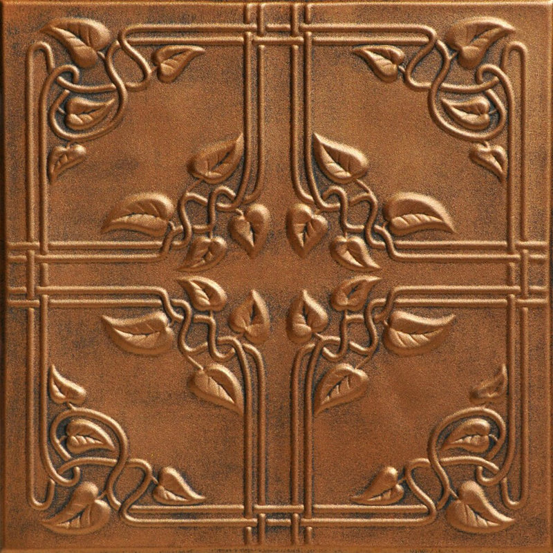 Tuile de plafond en polystyrène collé 1,6 pi x 1,6 pi Ivy Leaves, Bronze antique