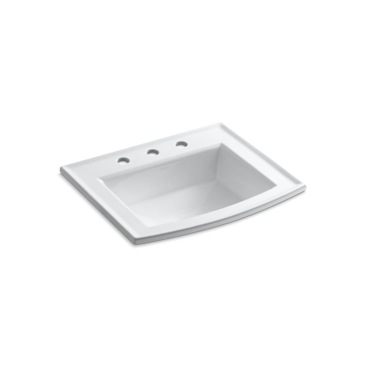 Archer® Vitreous China Rectangular Drop-In Bathroom Sink with Overflow