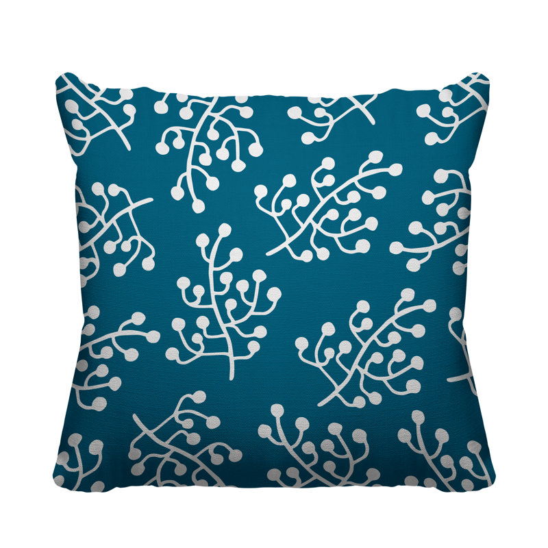 Coussin intérieur / extérieur Charis Wild Flower, 17 po x 17 po, Turquoise, Carré