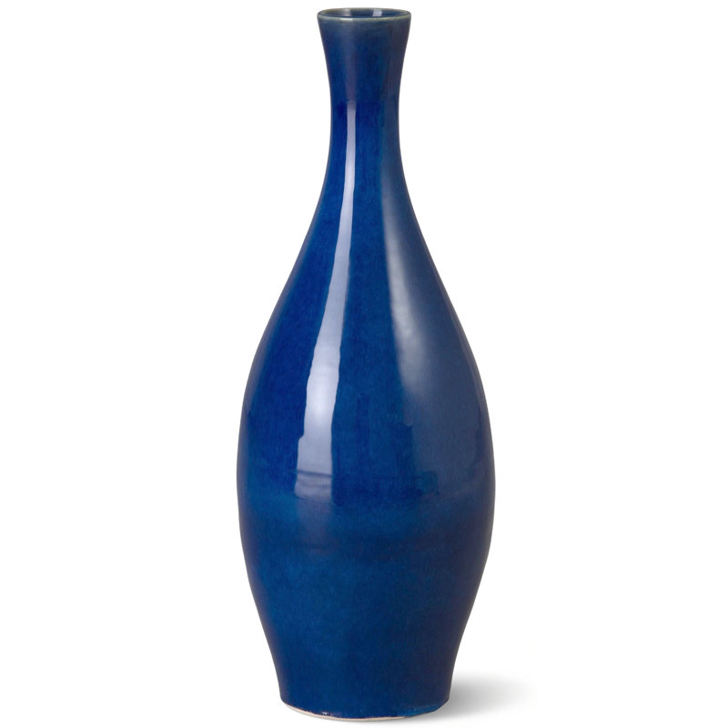Round Ceramic Vase with High-fire treatment, Blue, 23" H x 8.5" W x 8.5" D
