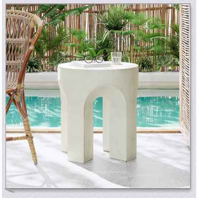 Minimalist White MGO Round Top Side Table For Indoor And Outdoor Use, Durable And Easy To Move