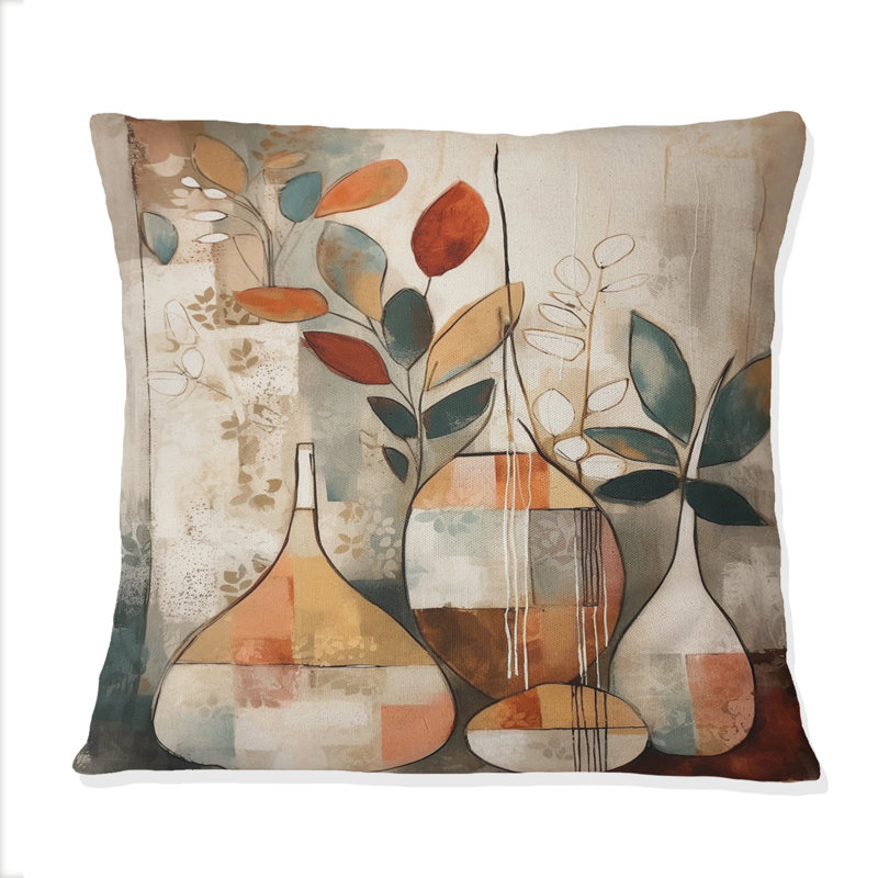 Coussin décoratif vert et beige
