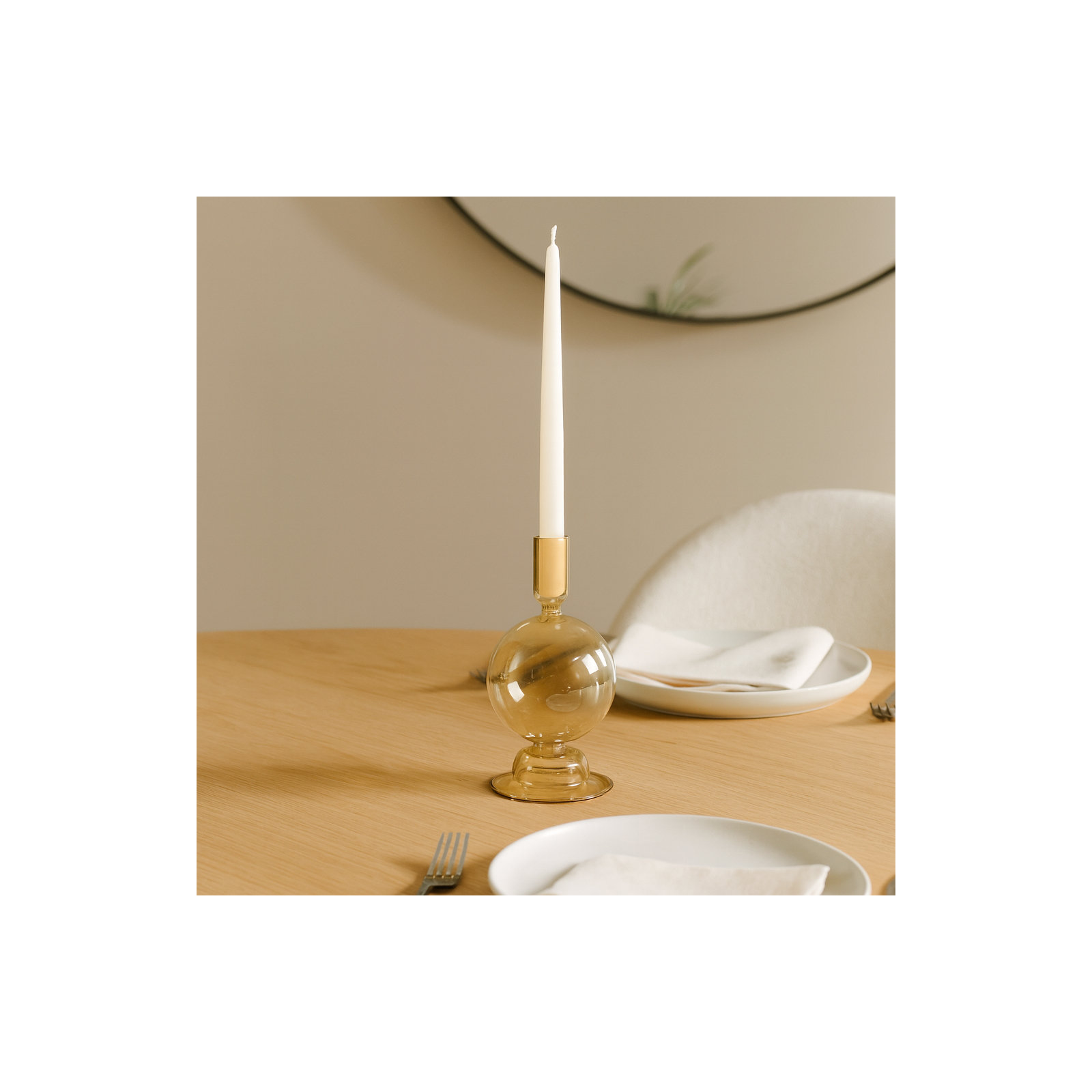 Joss & Main 7" Glass Bubble Taper Candle Holder, Gold