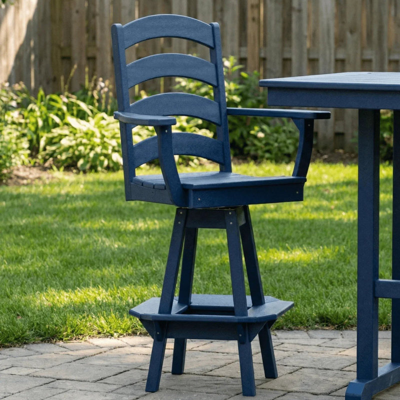  Chaise pivotante en poly composite avec accoudoirs Ladderback, bleu, Blue