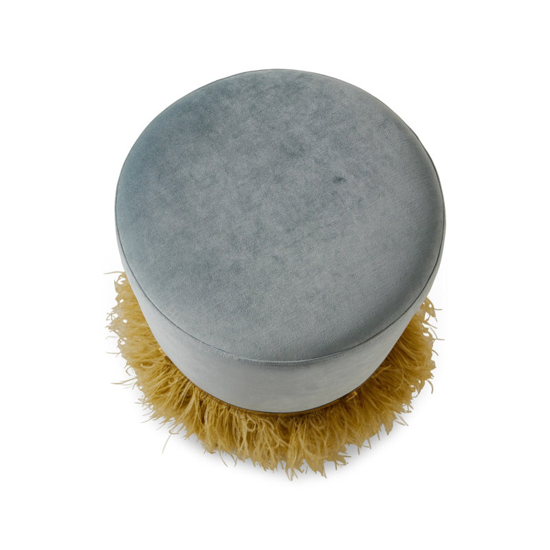 Ostrich Fluff Pouf, Silver/Gold