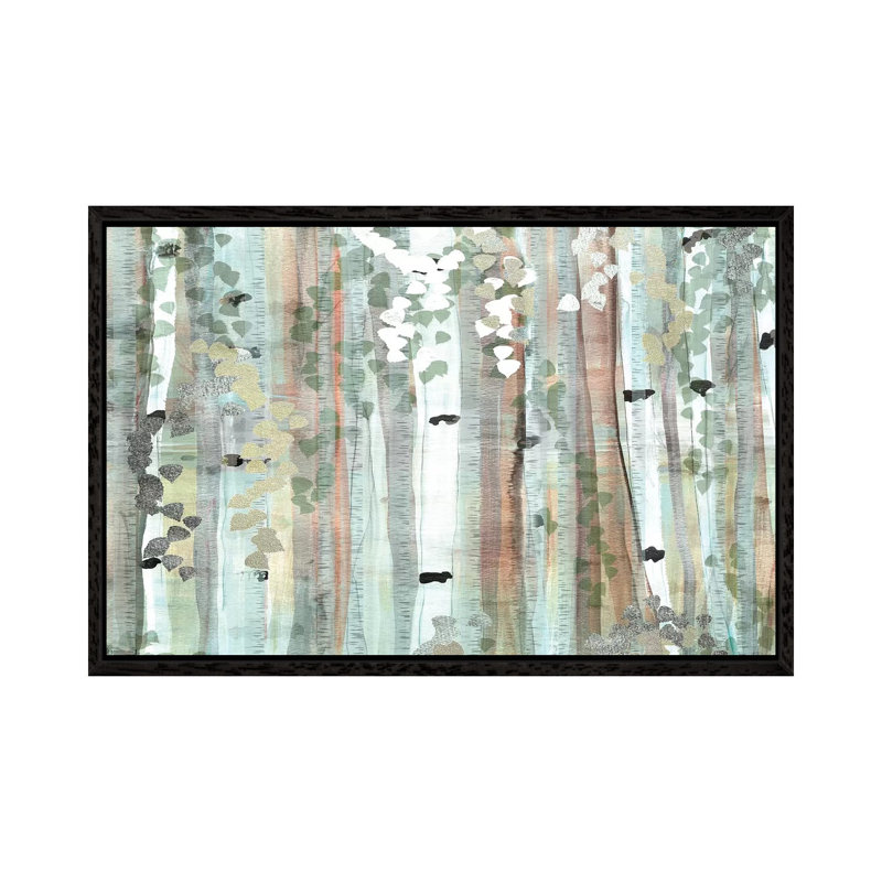 Spring Birch Meadow by Susan Jill - Painting on Canvas, Black Floater Framed, 45.72cm H x 66.04cm W x 3.81cm D