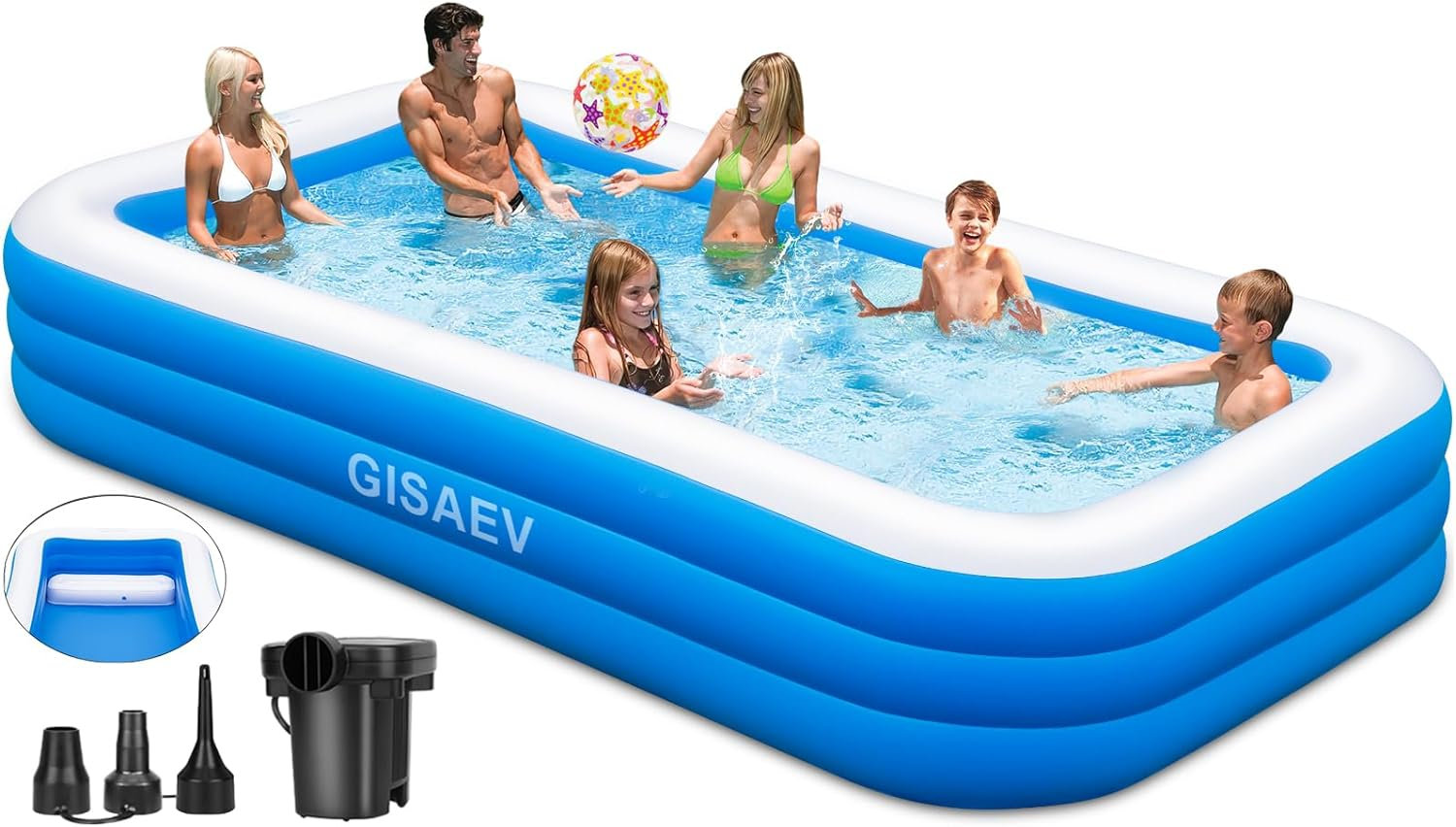 Piscine Gonflable Vagues Design Piscine Gonflable-300X165X56Cm-Grande Piscine Gonflable Pour Enfants Et 1m50 Hauteur Prix