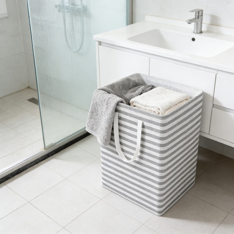 Panier à linge pliable de grande capacité avec longues poignées en tissu, bac de rangement polyvalent pour la maison, le bureau, le dortoir, 75L