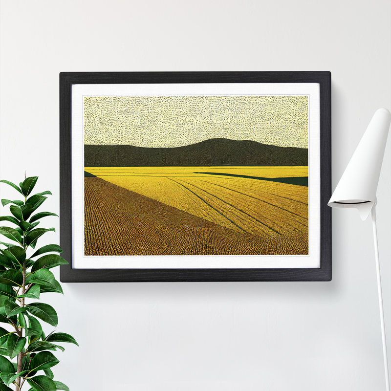 Illuminated Wheat Field - Single Picture Frame Print, Black, 25cm H x 34cm W x 2cm D