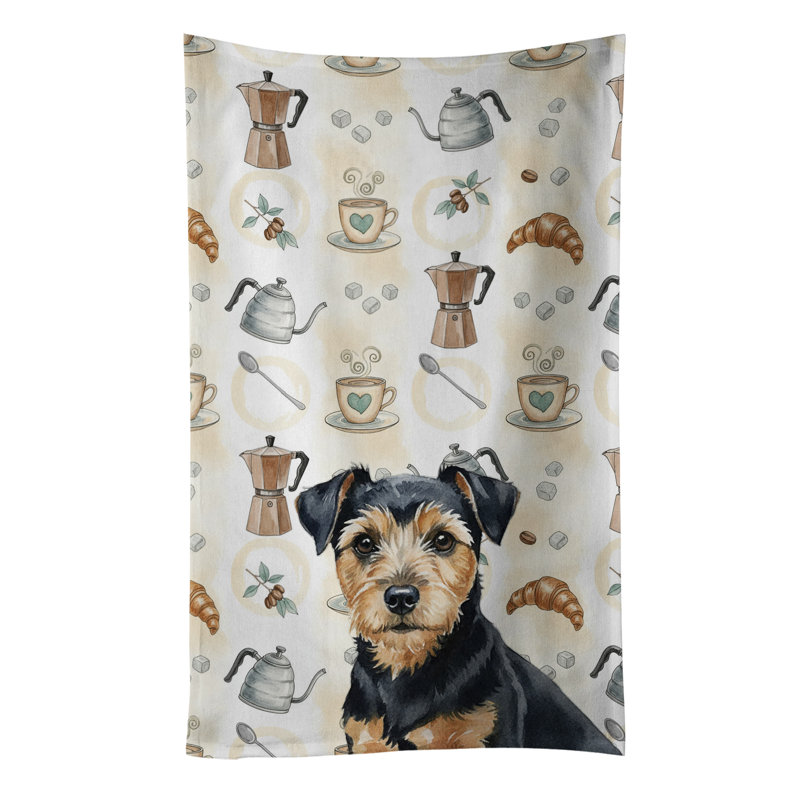 Black and Tan Norfolk Terrier Coffee Bar Kitchen Towel, Black and Tan Norfolk Terrier