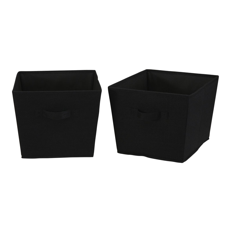 Bacs de rangement en tissu de lin moyen avec structure en fil métallique, Noir