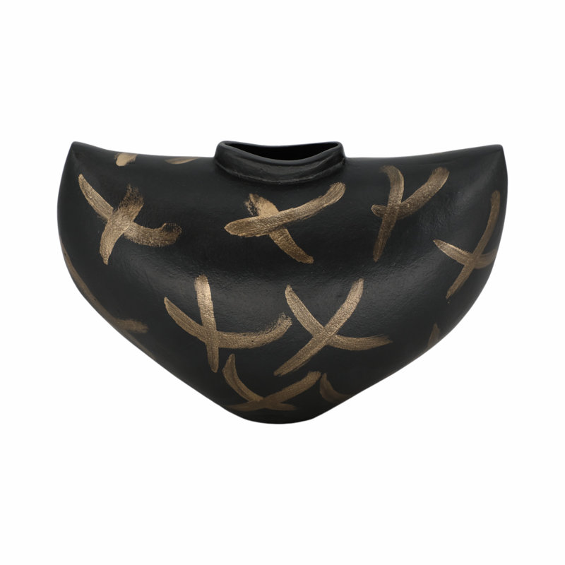 11" Tersilla Tribal Black & Gold Vase
