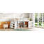 Twin Loft Bed With Pulling Desk And Storage, White Rubber Wood Product Construction Storage -