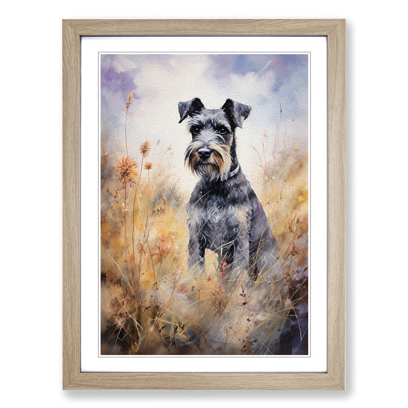 Schnauzer Tachisme - Framed Print, Oak, 34cm H x 25cm W x 2cm D