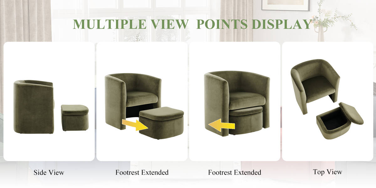 Braedin Upholstered Accent Chair & Storable Ottoman, No Assembly Required