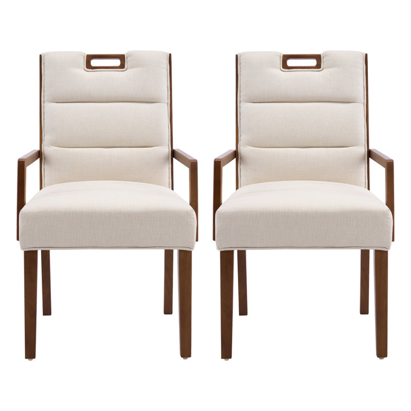 Chaises de salle à manger rembourrées avec accoudoirs, Noyer