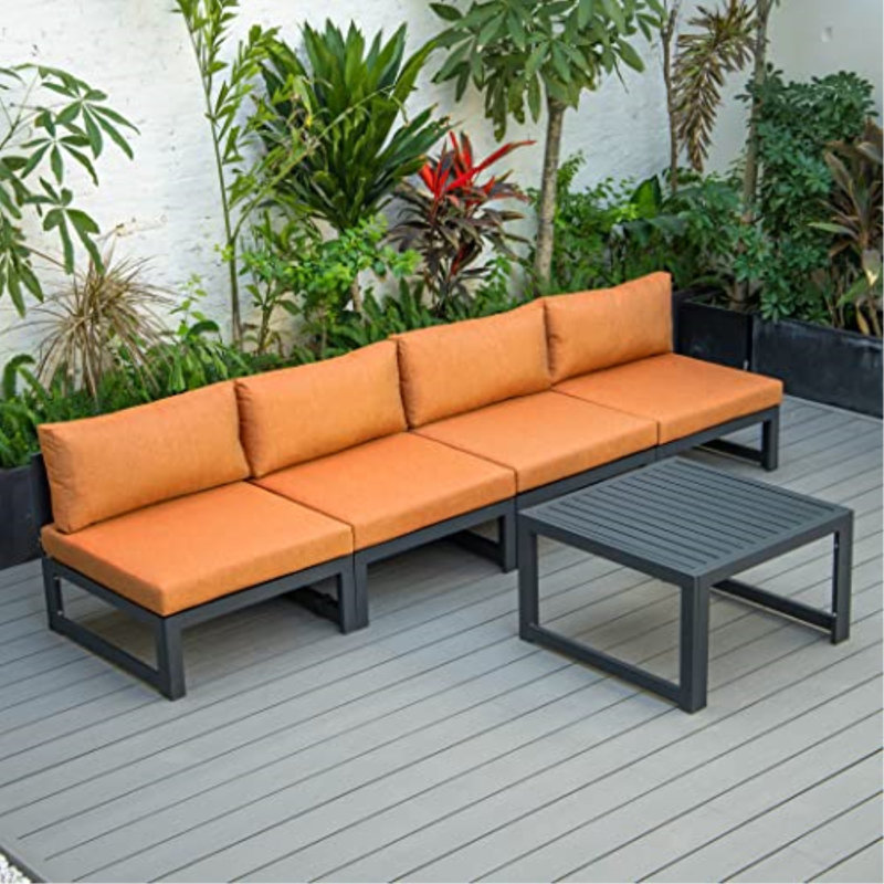 Ensemble de conversation en métal pour 4 personnes Letendre, Orange