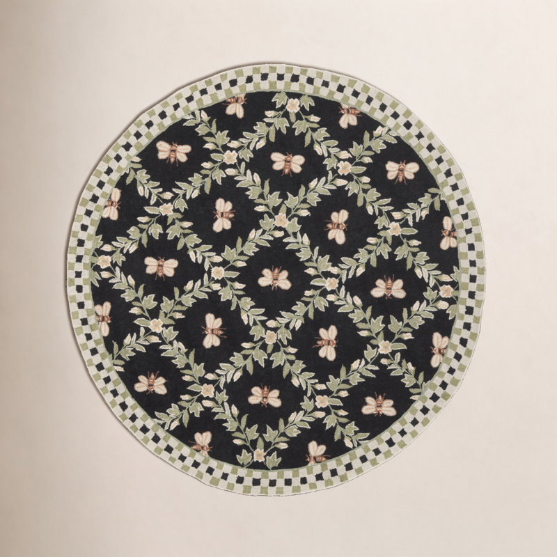 Obira Hand Hooked Wool Southwestern Rug, Round 8'
