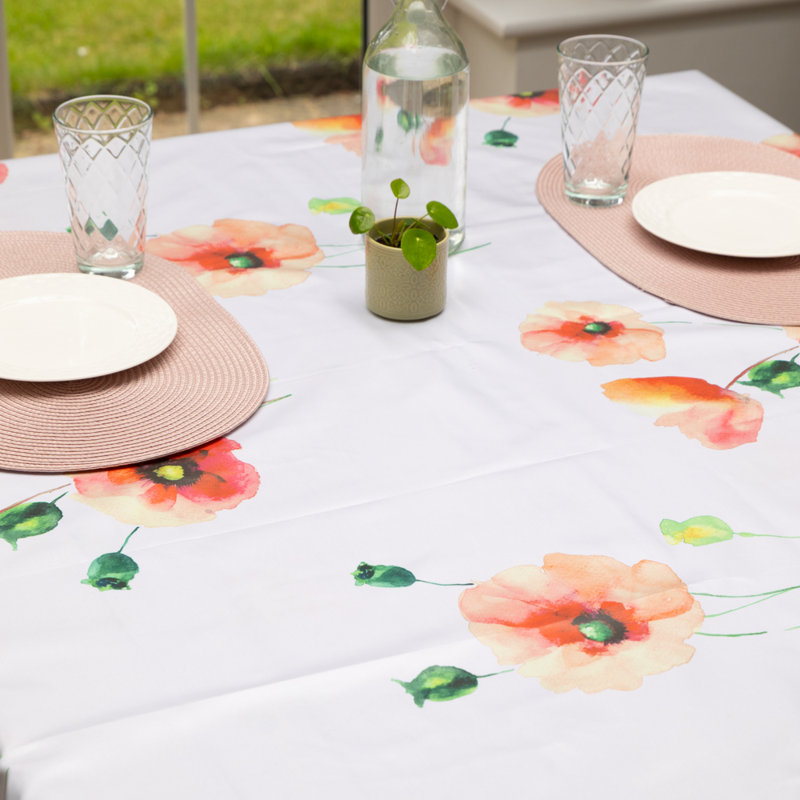 Poppyfield 150 x 220cm Eco Line PVC Free Polyester Tablecloth