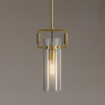 Luminaire suspendu pour îlot de cuisine en laiton moleté à 1 lumière Brophy Caddens (ampoule incluse)